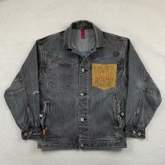 90s プラチナ FUBU(フブ) 胖子アルバート ブラックデニム ジャケット