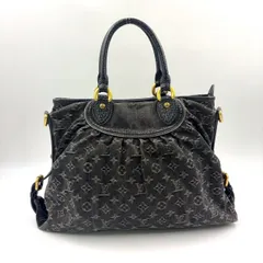 LOUIS VUITTON ネオカヴィMM モノグラムデニム モノグラムデニム ノワール ショルダーバッグ シリアル番号不鮮明 レザー×デニム ブラック ハンドバッグ ゴールド M95351