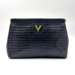 VALENTINO セカンドバッグ レザー ブラック クラッチバッグ ゴールド