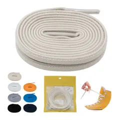 [ELASTIC SHOELACES] 靴紐 ゴム シューレース 伸びるゴム紐 靴ひも チャックテイラー オールスター ハイカット スニーカー 伸びる靴紐 2本1組 (幅7mm, アイボリー, 長さ120cm) [アイボリー] [長さ120cm] [幅7mm]