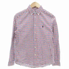 ラルフローレン RALPH LAUREN チェックシャツ ボタンダウン 長袖  16 赤 レッド 青 ブルー /TI