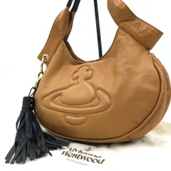 【美品】ヴィヴィアンウエストウッド レザー ハンドバッグ オーブ タッセル キャメル
