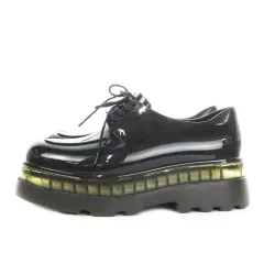メリッサ melissa ドレスアップシューズ ローファー ラバー 厚底 レースアップ 23cm 黒 ブラック /AH16 ■GY19