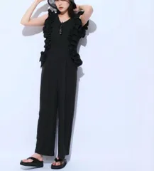 Mystrada マイストラーダ つなぎ/オールインワン 38 ブラック フルレングス リネン・麻