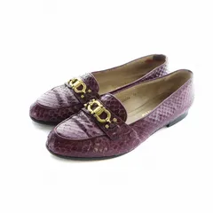 サルヴァトーレフェラガモ Salvatore Ferragamo パンプス シューズ 靴 レザー ガンチーニ チャンキーヒール ロゴ パイソン 6 23.5cm 紫 ■GY11 /MQ