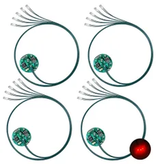 LED 超小型 リード線 5本 ワイヤレス 磁気スイッチ 電飾 4個セット 点灯 点滅 ボタン電池 (CR927対応) 模型 ジオラマ プラモデル ライト 照明 (レッド 5) [レッド 5]