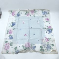 【シール付き未使用品だが保管ダメージ有り】pierre cardin ピエールカルダン ハンカチ バンダナ ブルー×パープル花柄 フラワー 紫陽花