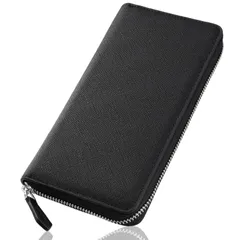 [NobleTicks] 財布 黒 長財布 本革 メンズ長財布 大容量 ラウンドファスナー 仕分け財布 カード8枚収納 大学生にも人気 オシャレ [ブラック]