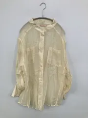 ems excite エムズエキサイト シャツ/ブラウス F アイボリー ナイロン 無地 ミドル丈 長袖 ノーカラー