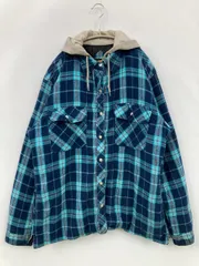 Dickies ディッキーズ ブルゾン L-G ブルー コットン チェック柄 ブランドロゴ ミドル丈 フードあり ボタン留め