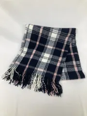 マフラー ブラック チェック柄 フリンジ