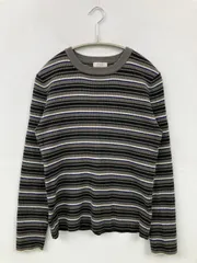 LOWRYS FARM ローリーズファーム ニット/セーター F グレー ナイロン ボーダー柄 ミドル丈 長袖 クルーネック(丸首)