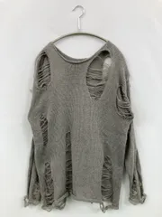 ニット/セーター グレー ミドル丈 長袖 クルーネック(丸首)