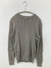 UNIQLO ユニクロ ニット/セーター S グレー 無地 ミドル丈 長袖 クルーネック(丸首)