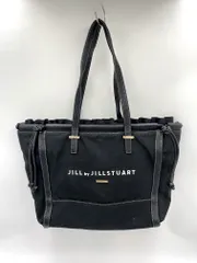 JILL by JILL STUART ジルスチュアート フリルレイヤード キャンバス フェイクレザー トート バッグ 黒 ■■レディース