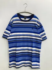 Polo Ralph Lauren ポロラルフローレン Tシャツ/カットソー XL ブルー ボーダー柄 ワンポイント ブランドロゴ ミドル丈 半袖 クルーネック(丸首)
