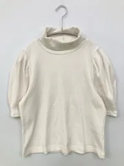 one after another NICE CLAUP ワンアフターアナザーナイスクラップ Tシャツ/カットソー F ホワイト 無地 ワンポイント 刺繍 ショート丈 半袖 タートルネック/ハイネック