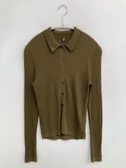 UNIQLO ユニクロ カーディガン/ボレロ M カーキ 無地 ショート丈 長袖