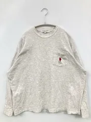 U.S. POLO ASSN. ユーエスポロアッスン Tシャツ/カットソー S グレー 無地 ワンポイント ブランドロゴ 刺繍 ミドル丈 長袖 クルーネック(丸首)