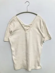 AZUL by MOUSSY アズールバイマウジー Tシャツ/カットソー S ホワイト 無地 ミドル丈 半袖 Vネック