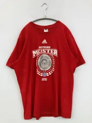 adidas アディダス Tシャツ/カットソー 4XO レッド 前面プリント ブランドロゴ ミドル丈 半袖 クルーネック(丸首)