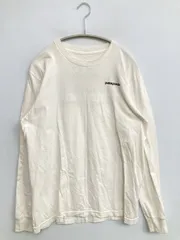 patagonia パタゴニア Tシャツ/カットソー M ホワイト バックプリント ワンポイント ブランドロゴ ミドル丈 長袖 クルーネック(丸首)
