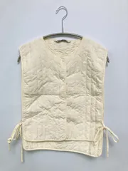ZARA ザラ ベスト USA M アイボリー 無地 リボン キルティング