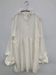 シャツ/ブラウス F ホワイト 無地 フリル ミドル丈 長袖