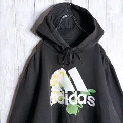 【海外モデル】アディダス adidas パフォーマンスロゴ フラワー プリント スウェット パーカー ブラック #1