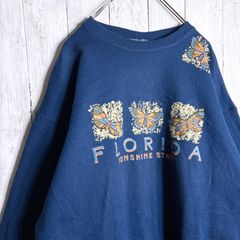 【入手困難】90s Vintage Hanes USA 古着 ネイビー アニマル 蝶々 バタフライ フロリダ スウェット トレーナー ネイビー #3
