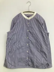 無印良品 ムジルシリョウヒン シャツ/ブラウス L ネイビー コットン 長袖 ノーカラー