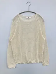 UNIQLO ユニクロ ニット/セーター XL アイボリー ニット 無地 ミドル丈 長袖 クルーネック(丸首)