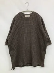 nano universe ナノユニバース Tシャツ/カットソー M ブラウン 無地 ミドル丈 半袖 クルーネック(丸首)