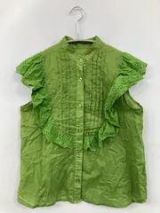 SLY スライ シャツ/ブラウス FREE グリーン コットン 無地 レース フリル スタンドカラー 袖なし