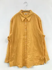 UNIQLO U ユニクロユー シャツ/ブラウス L オレンジ コットン 無地 ミドル丈 長袖 レギュラーカラー