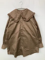 one after another NICE CLAUP ワンアフターアナザーナイスクラップ シャツ/ブラウス F ブラウン コットン ナイロン 無地 レース ミドル丈 長袖 レギュラーカラー