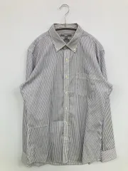 UNIQLO ユニクロ シャツ/ブラウス L ホワイト コットン ストライプ柄 ミドル丈 長袖 ボタンダウン