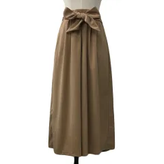 ブージュルード Bou Jeloud パンツ ワイド ガウチョ リボン 無地 36 ベージュ 茶 ブラウン