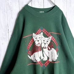 【入手困難】90s Vintage USA 古着 グリーン アニマル 犬 ドッグ スウェット トレーナー #30