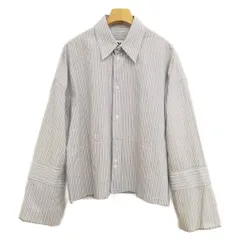 エムエムシックス メゾンマルジェラ MM6 Maison Margiela 23SS カットオフ クロップド ストライプ シャツ 36 グレージュ系のサムネイル