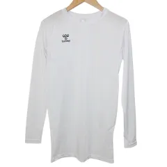 ヒュンメル hummel タグ付き フィットインナーシャツ HAP5153 Tシャツ ローネック 長袖 サッカー ロゴ プリント M 白 ホワイト /X