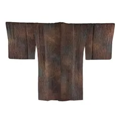 【美品】 道行 身丈91.5cm 裄丈64.5cm M 和装コート 角衿 幾何学 ぼかし 焦茶色 正絹 秀品 【中古】