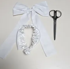 白リボンカチューシャセット コスプレ 学校祭り 衣装