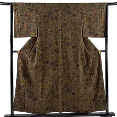 平和屋着物●前田仁仙　仁仙更紗　小紋　霞文　正絹　逸品　未使用　DABC2664ud 平和屋本店○極上 前田仁仙 仁仙更紗 小紋 鳳凰花唐草文 逸品