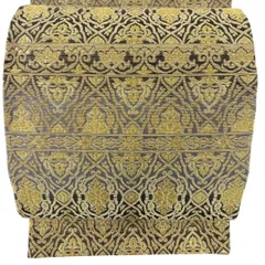 【美品】 袋帯 名品 華文 幾何学模様 金糸 焦茶色 六通 正絹 【中古】