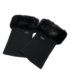 FOXEY(フォクシー) 手袋 レディース - 黒 ハンドウォーマー/ラインストーン ファー