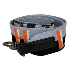 LONGCHAMP(ロンシャン) ショルダーストラップ - 黒×ライトブルー×マルチ レザー