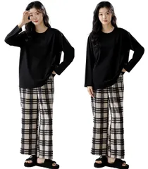 [Electric Circus] 長袖 パジャマ 上下 セット ロンT 部屋着 寝巻き 入院 旅行 寝間着 ルームウェア レディース (B) かっこいい かわいい おしゃれ 人気 大人 女性 ぱじゃま プレゼント セット 女の子 室内着 普段着 家着 [B]