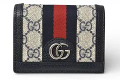 グッチ ミニ財布/二つ折り GUCCI 折財布 GGネイビー/ベージュ5231555 Ophidia/オフィディア GGスプリーム【中古】