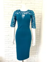 844 Tika ティカ キャバクラ ドレス ミディ レース タイト キャバドレス S